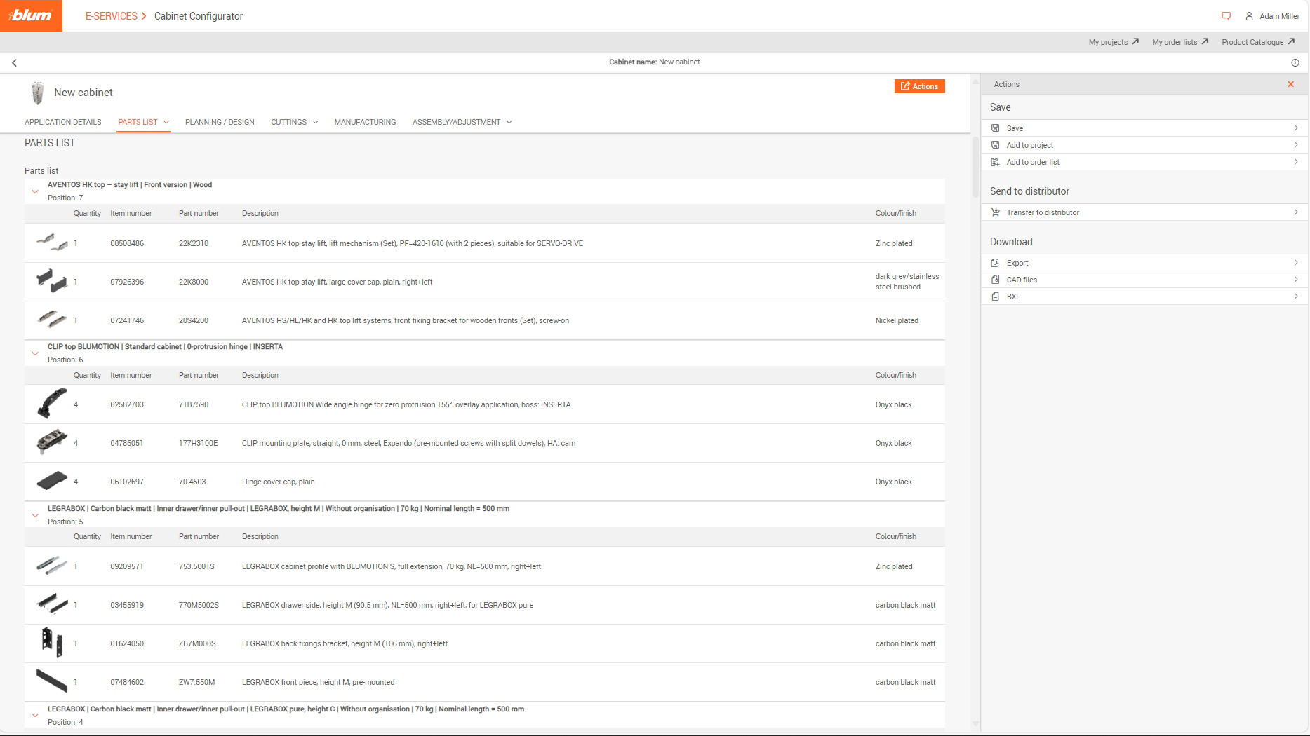 configurador de muebles de la marca Blum